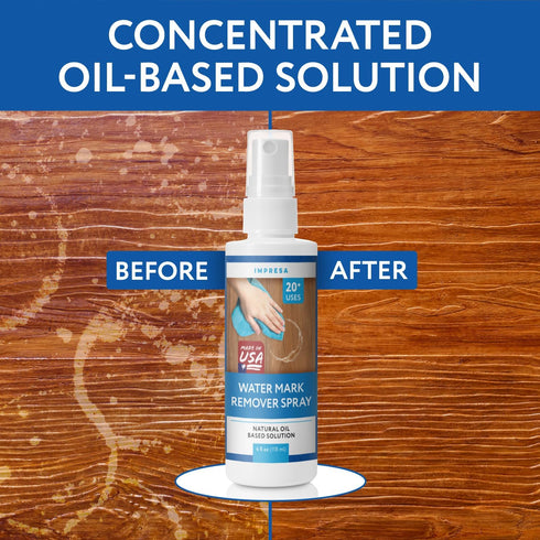 IMPRESA 4oz Water Mark Remover Spray for Wood - Restore & Protect Water Stain Remover for Wood Furniture Cleaner