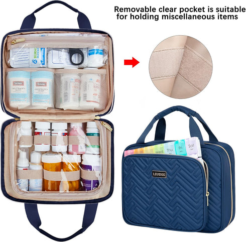 Leudes Travel Pill Bottle Organizer,Medicine Organizer and Storage,Home Medication Bag, Cases,Carrier