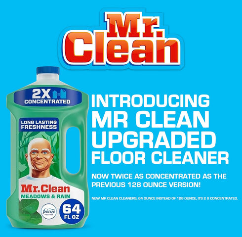 Number 1 In Service Mr Clean Multi-Purpose Meadows Rain Liquid Cleaner, 64 Ounce, 2X Concentrated