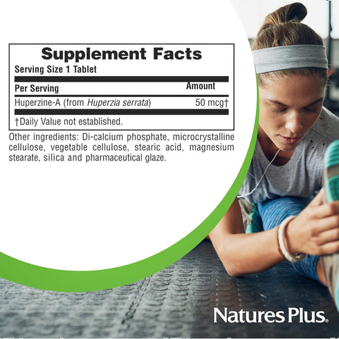 Natures Plus Huperzine Rx-Brain - 50 mcg, 30 Vegetarian Tablets - Brain Support Supplement with Neuronutrients