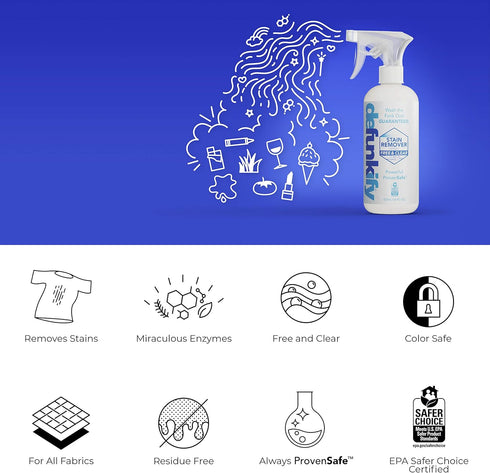 Defunkify Stain Remover Spray - Free & Clear for Clothes, Carpets, Car Seats & Couches - 16 fl oz (2-pack)