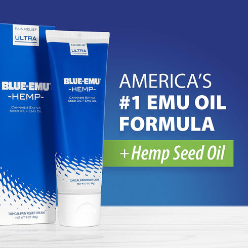 Blue Emu Hemp Cream Pain Relief for Muscle and Joint Maximum Support, Odor-Free, 1 Pack 3oz