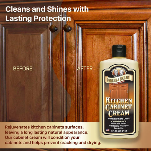 PARKER & BAILEY Kitchen Cabinet Cream, Multi-surface Wood Cleaner and Polish, Quick Shine Restorer