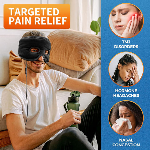 sticro Sinus Relief Mask - Moist Heat Electric Face Heating Pad with 3 Temp Settings, Black