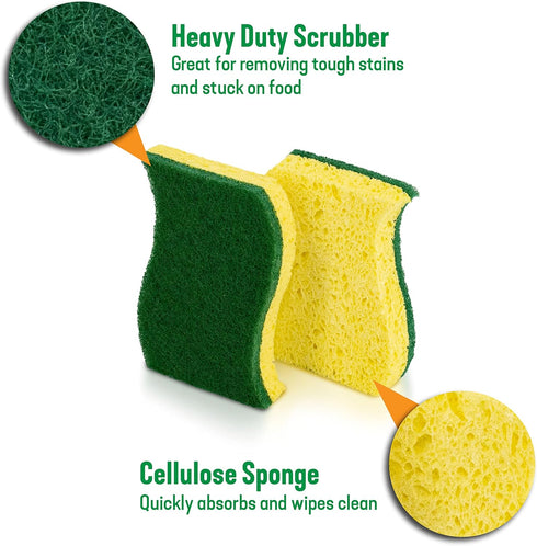 Pine-Sol Heavy Duty Scrub Sponges - Double Sided Dish Scrubber with Scouring Pad - Kitchen Essentials for Dishwashing and Cleaning Supplies, 6 Pack by Pine-Sol