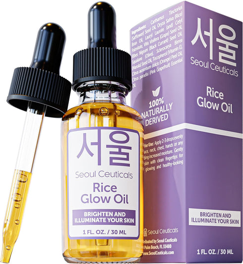 SeoulCeuticals Rice Bran Oil for Skin - 1oz Korean Facial Glow Oil with Squalane & Vitamin E, Cruelty Free