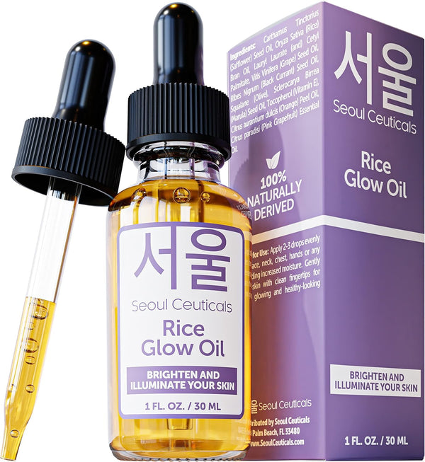SeoulCeuticals Rice Bran Oil for Skin - 1oz Korean Facial Glow Oil with Squalane & Vitamin E, Cruelty Free