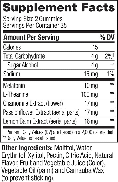 Gummy, 10mg 50 Count OLLY Max Strength Sleep Melatonin, L-Theanine, Chamomile, Lemon Balm, Sugar Free, Vegetarian Sleep