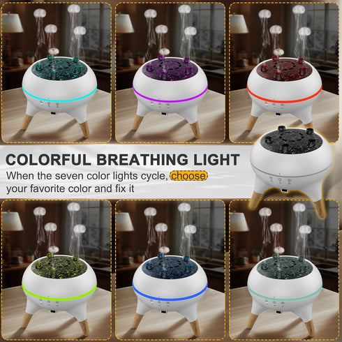 Mor bou 7 2 10ml Morbou Essential Oil Diffuser Jellyfish Mist Dancing with Music Aromatherapy, Colorful Lights Hotel