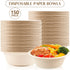 150 Pack 12 oz Paper Bowls, Disposable Compostable Soup Bowls, Natural Sugarcane Biodegradable for Ice Cream, Desserts