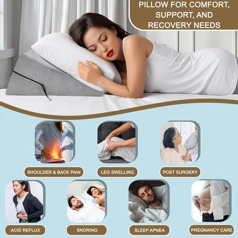 sokoro Bed Wedge Pillow for Sleep Apnea, GERD Acid Reflux Snoring Relief, Pregnancy Side Sleeper Pillow for Adults