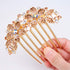 Women Rhinestone Inlaid Flower Hair Comb, Hairpin Barrette Accessory, Perfect Mother's Day Gift (Champagne).