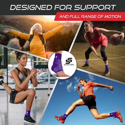 Sleeve Stars Ankle Support - Dark Purple - For Ligament Damage, Sprained Ankle & Plantar Fasciitis Relief