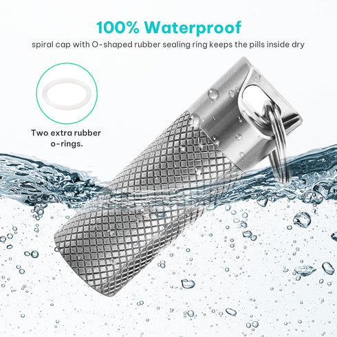Pill Case, Titanium Pill Box Keychain, 100% Waterproof Medicine Organizer for Travel