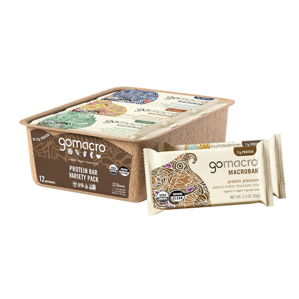 GoMacro MacroBar Organic Vegan Protein Bars - Protein Variety Pack (2.3-2.4 Ounce