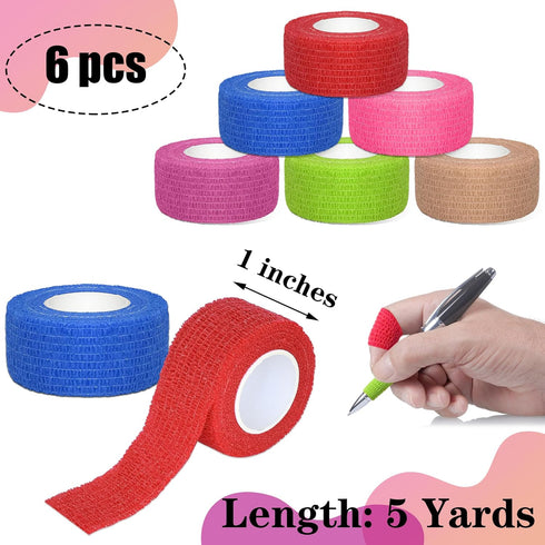 Twavang 6 Pack 1 Inches Ankle(5 Self Adhesive Bandage Wrap Breathable Cohesive Bandage Elastic Tape for Pets, Athletic