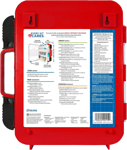 Be Smart Get Prepared First Aid Kit Hard Red Case, 326 Pieces for Office, Home, Car, School, Emergency