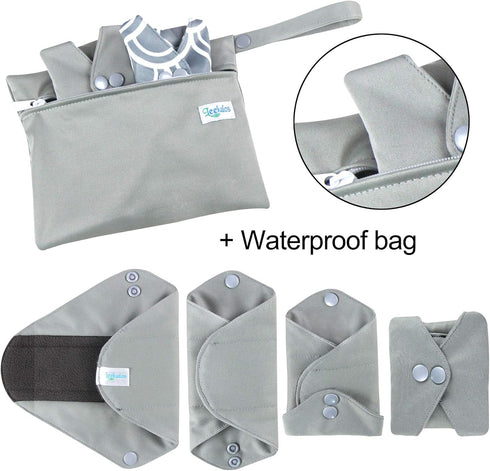 Pack 6, 1 Leekalos Reusable Bamboo Menstrual Cloth Pads - Light Incontinence Pads - of Cloth Mini Wet Bag
