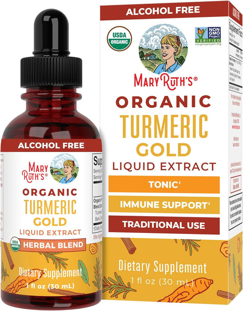 MaryRuth Organics Turmeric Gold Liquid Drops | Herbal Blend with Turmeric Curcumin, Black Pepper & Ginger Root (1oz)