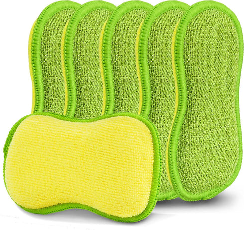 Multi-Purpose Scrub Sponges for Kitchen by SmilePowo: Non-Scratch Microfiber Sponge with Heavy Duty Scouring Power