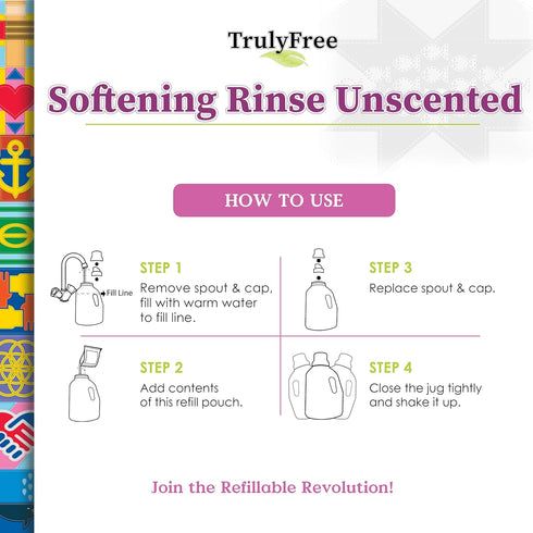 Unscented Softening Rinse Natural Fabric Softener - Plant-Based, Non-Toxic, Safe for Babies & Kids, 50oz Bottle