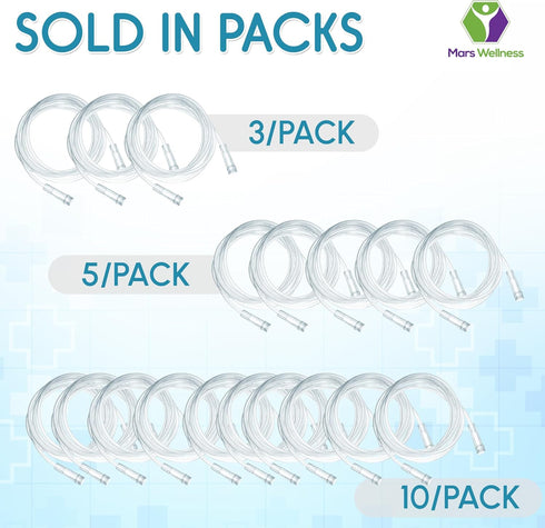 Mars Wellness Oxygen Tubing - Premium Clear Crush Resistant Oxygen Tubes, 7 Foot, 3 Tubes