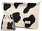 WLLWOO 2pcs Cow Corduroy Makeup Bag, Waterproof Zipper Cosmetic Bag, Small Travel Toiletry Pouch for Women