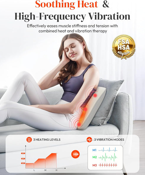 Heycool Shiatsu Back and Neck Massager with Heat, FSA Eligible HSA Mothers Day Gifts for Mom, Deep Tissue Back Massager