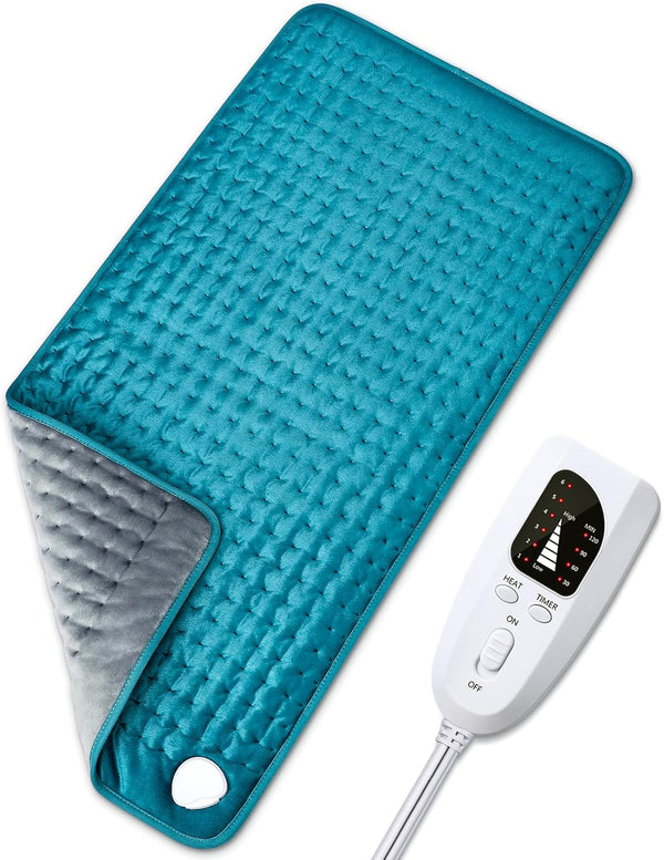Electric Heating Pad for Pain Relief, Extra Large 17"x33", 6 Fast Heating Settings, Auto-Off, Moist Dry Heat Options