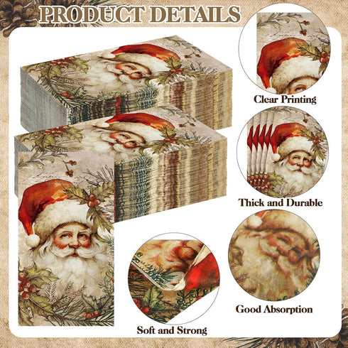 Zhanmai 200 2 Pcs Winter Napkins Paper Bulks Christmas Hand Paper Towels for Bathroom Home Ply Disposable Cocktail