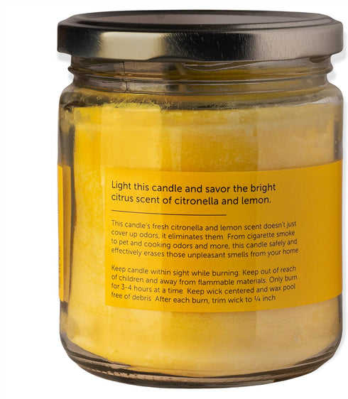Odor Eliminating Candle, Air Freshener for Cooking, Cigarette Smoke, Pet Odors, 105 Hour Burn Time, 12 OZ