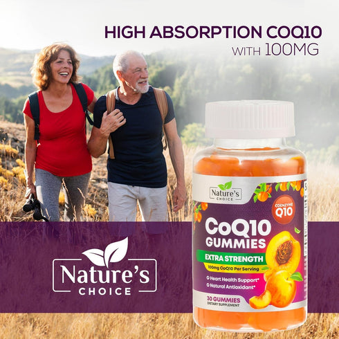 CoQ10 100mg Gummies, 30 Count, Ultra Coenzyme Q10 Vitamins for Heart Health Support & Energy Production
