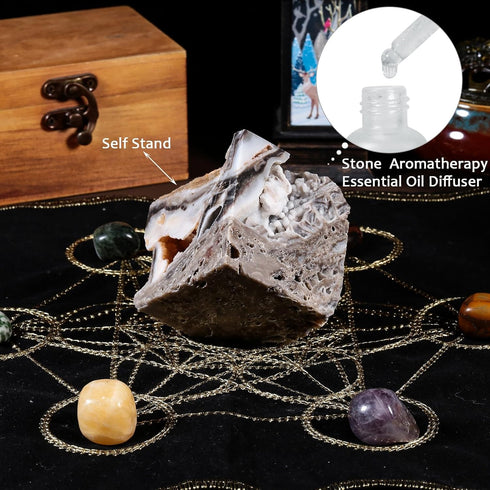 TUMBEELLUWA Natural Crystal Sphalerite Aromatherapy Essential Oil Diffuser Cube Geode Mineral Specimen Collectible