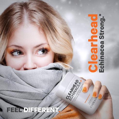 Codeage Clearhead Echinacea+ Supplement - Echinacea, Schisandra, Feverfew, Probiotics, Vitamins C & D3, 90 Capsules