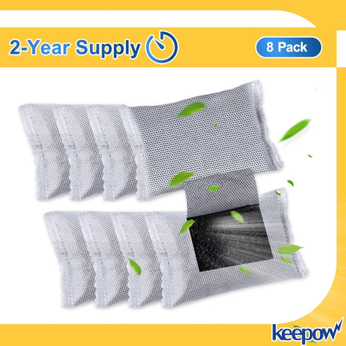 KEEPOW 8 Pack Activated Charcoal Odor Absorber for iTouchless 8 Gallon & Larger Trash Can Deodorizer