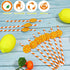 Zyghjort 30 Orange Straws, PCS Orange Striped Paper Straws Disposable Striped Straws Orange and White Paper Drinking