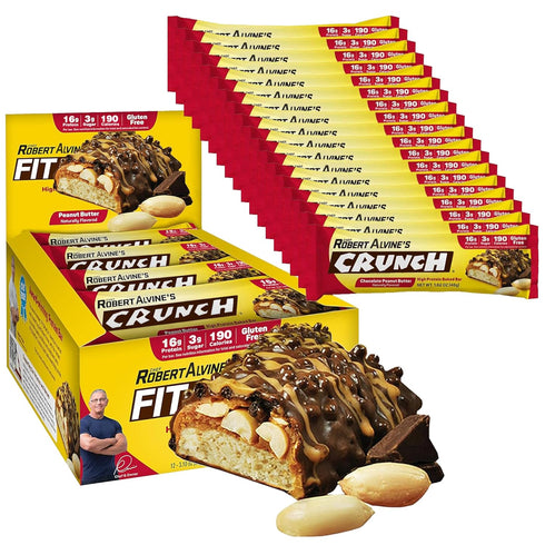 Chef Robert’s Whey Fit Protein Bars, Chocolate Peanut Butter, 18 Count, Gluten-Free, High Protein Baked Bar