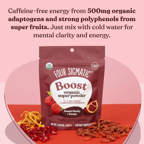 Four Sigmatic Organic Pre Workout Powder with Superfood Adaptogens & Antioxidants | Natural Pre Workout with Beetroot
