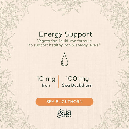 Gaia Herbs Plant Force Liquid Iron - 8.5 Fl Oz Vegetarian Supplement for Healthy Iron & Energy Levels - 25 Servings