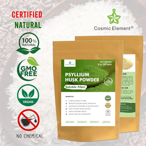 100% Pure Organic Psyllium Husk Powder, Fiber Supplement for Regularity and Keto Baking, 8 oz
