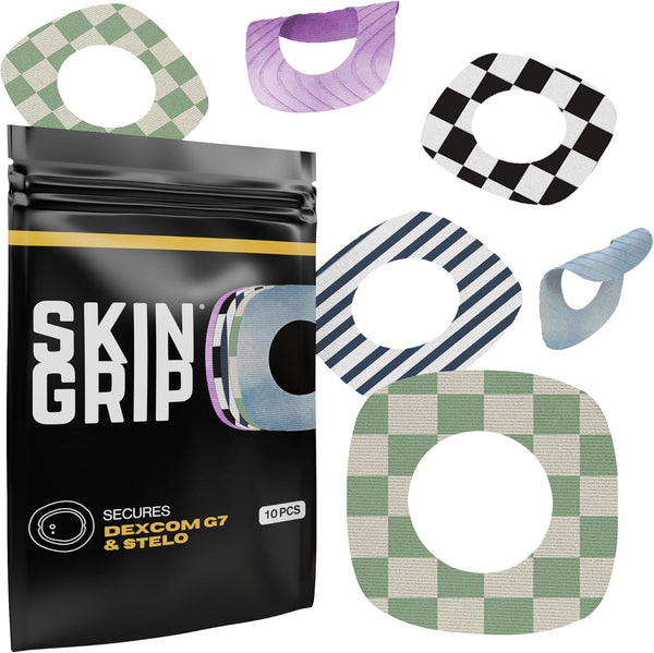 Skin Grip Adhesive Patches for Dexcom G7 & Stelo CGM, Waterproof & Sweatproof Cover for Glucose Monitor Sensor, 10 Pack