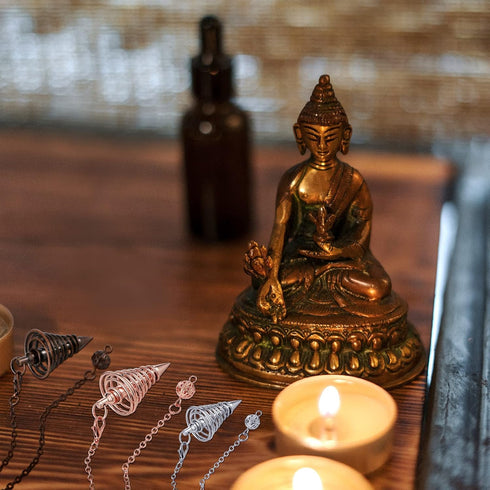 3 Pieces Copper Metal Dowsing Pendulum, Divination Reiki Healing Pendulum Chain for Meditation and Yoga