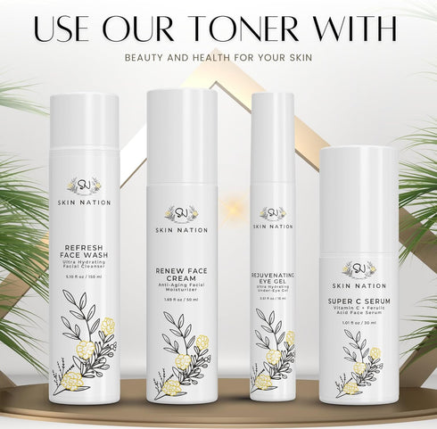 Skin Nation Hydrating Gentle Rosewater Toner - Alcohol-Free, Paraben-Free with Aloe Vera & Chamomile, 5 oz