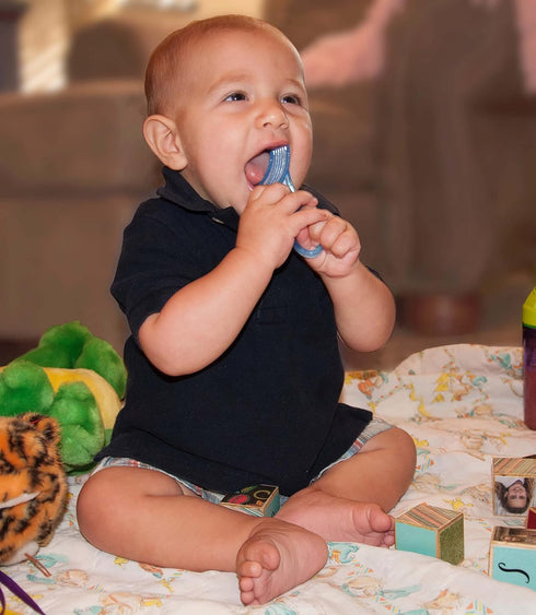 Brilliant Oral Care Baby’s First Toothbrush, Pink, Smooth Silicone Bristles for Ages 4+ Months
