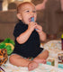 Brilliant Oral Care Baby’s First Toothbrush, Pink, Smooth Silicone Bristles for Ages 4+ Months