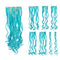SWACC 7 Pcs Full Head Party Highlights Clip-On Hair Extensions, 20-Inch Curly, Teal Blue