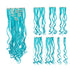 SWACC 7 Pcs Full Head Party Highlights Clip-On Hair Extensions, 20-Inch Curly, Teal Blue