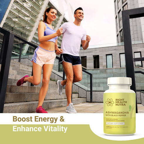 Ashwagandha Capsules - 1300mg Per Serving, 60 Count, with Black Pepper for Maximum Absorption