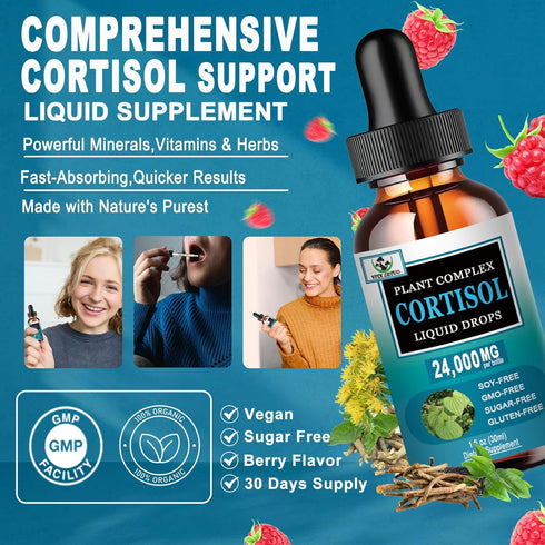 Vita letuo 19-in-1 Cortisol Supplement for Women - Liquid Cortisol Supplement w/Ashwagandha Magnesium L-theanine