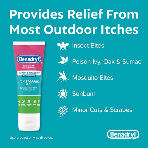 Benadryl Extra Strength Anti-Itch Topical Gel with 2% Diphenhydramine HCI for Itch Relief, 3.5 fl. oz